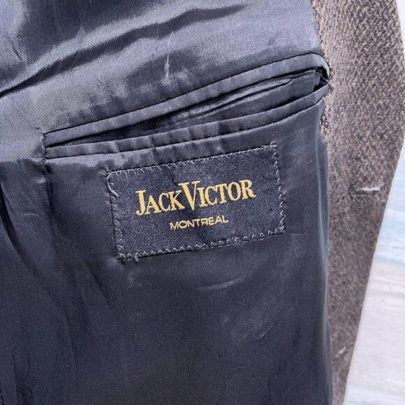 Jack Victor Wool Luxe Tweed Sport Coat Jacket Taupe Brown Two Button Mens 42R - Picture 7 of 8